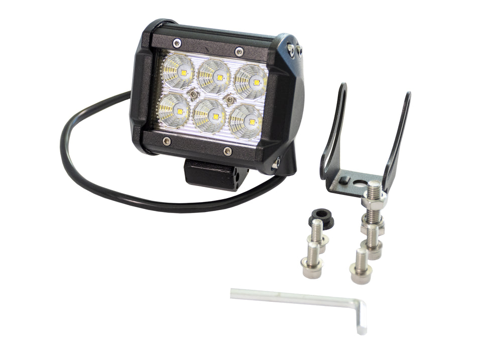 Work Light W 4"x H 4"x D 2" 18 Watts 9-32V 1800LM IP67 LED