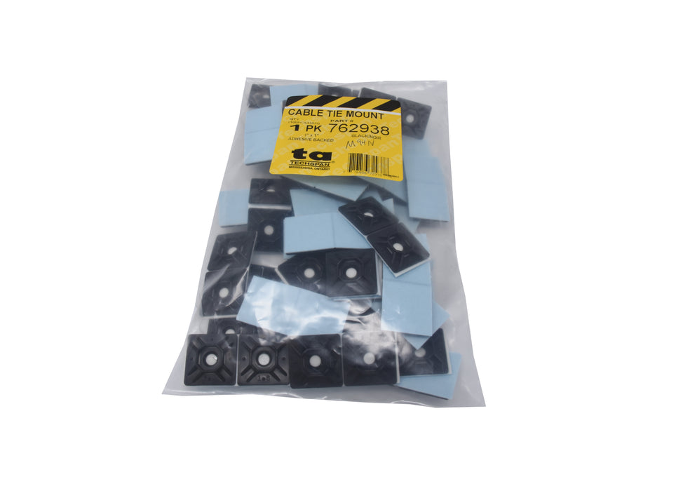 Cable Ties adhesive mount 1" X1" Black Pack/100