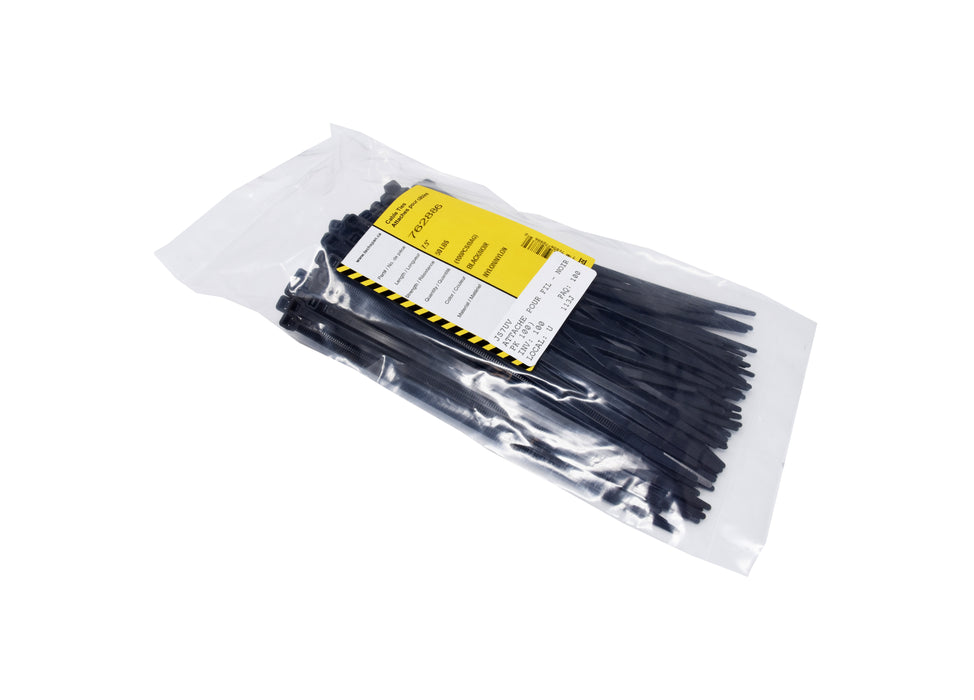 Cable Ties UV Resistant 7,5" X 0,187" 50LB Black Pack/100