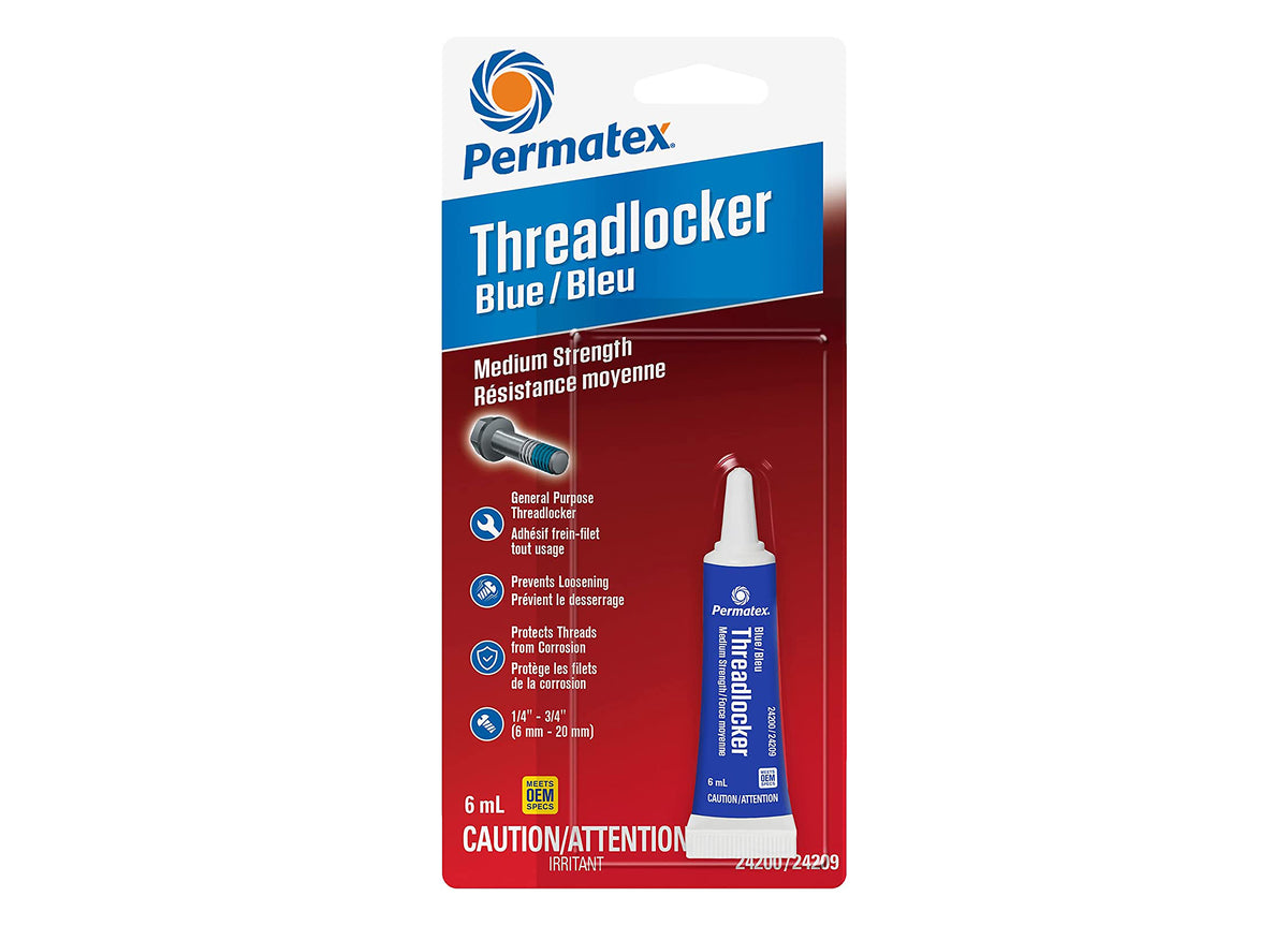 Blue medium strenght threadlocker 6ML CARDED TUBE CASE/6 — Ag-Express