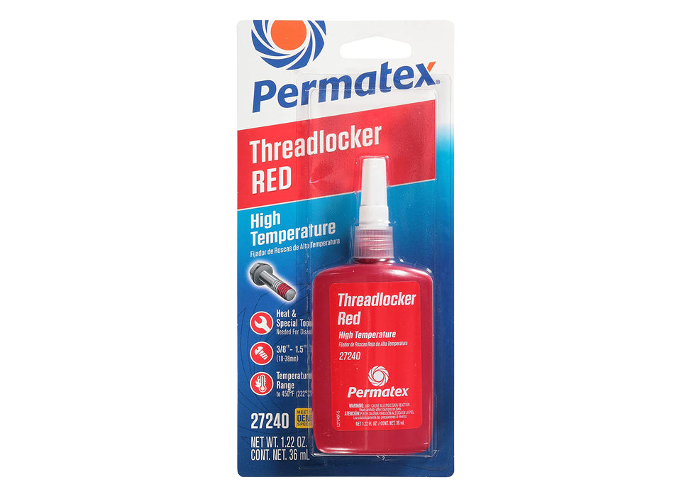 Red permanent strength threadlock. 36ML CARDED TUBE