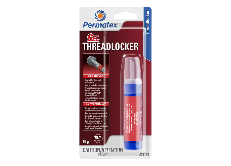 Red gel twist threadlocker 10G. CARDED TUBE